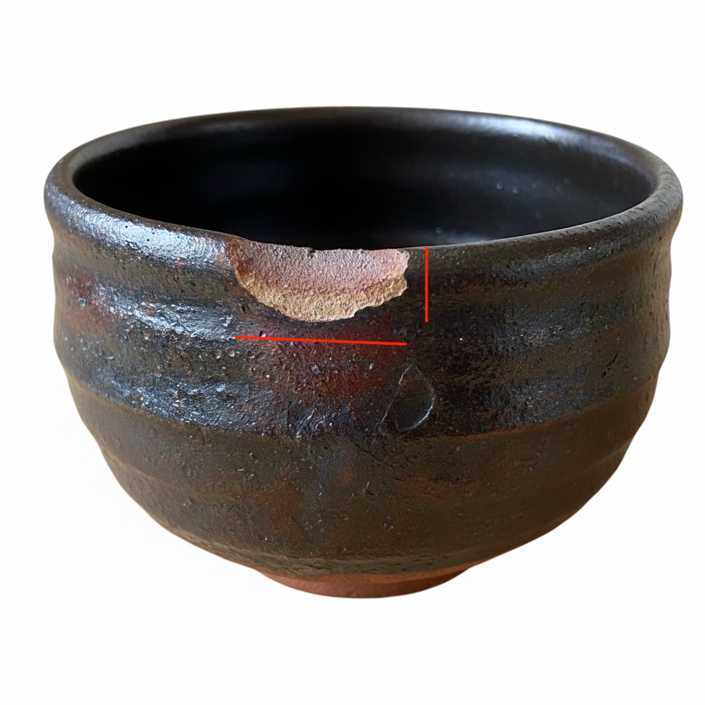 Shallow, one-sided chipping.